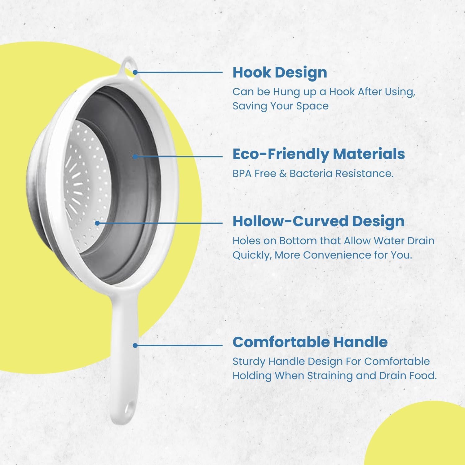 Amazon.co.jp: 折りたたみ式ザル 取っ手付き 省スペース 高耐久